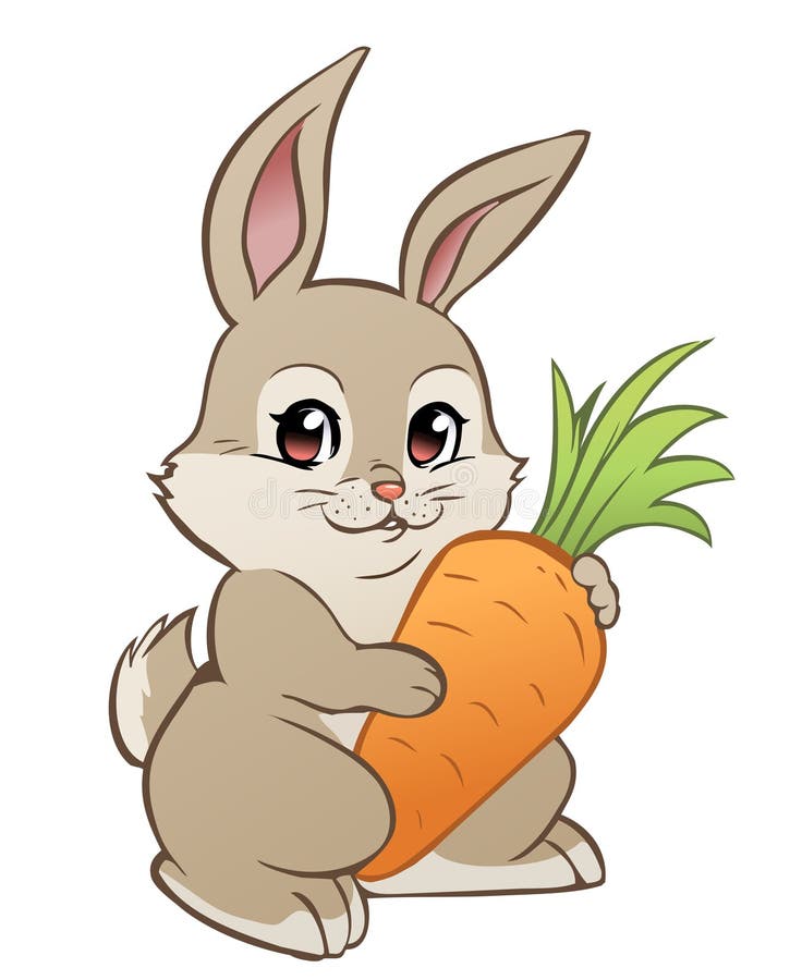 Cute Rabbit with Big Carrot Stock Illustration - Illustration of pretty ...