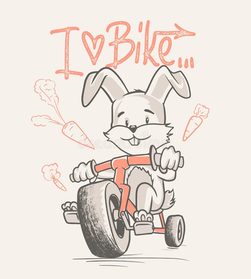 Cute rabbit cartoon ride bicycle stock illustration