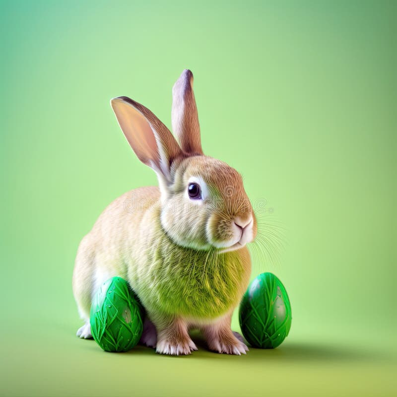 Cute Rabbit, Easter Bunny. Generative AI Stock Illustration