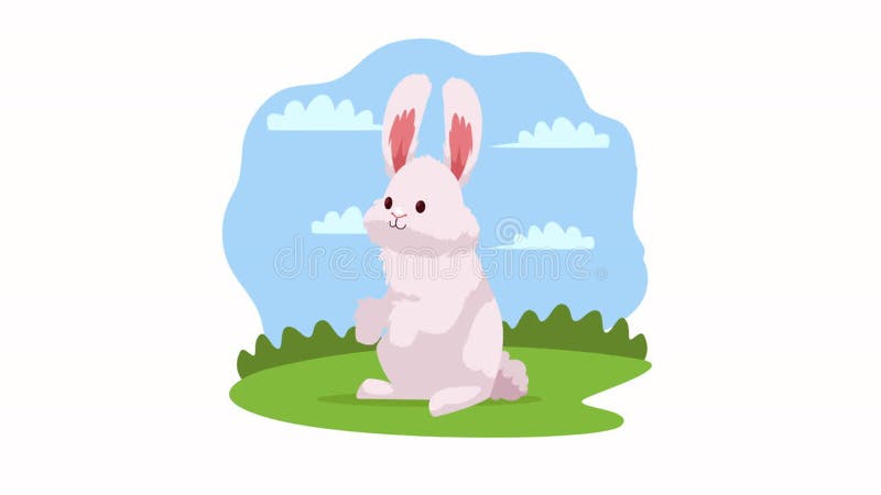 Cute rabbit easter in landscape stock illustration