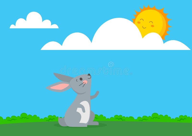 Rabbit looking at sun stock vector. Illustration of clip 158319170