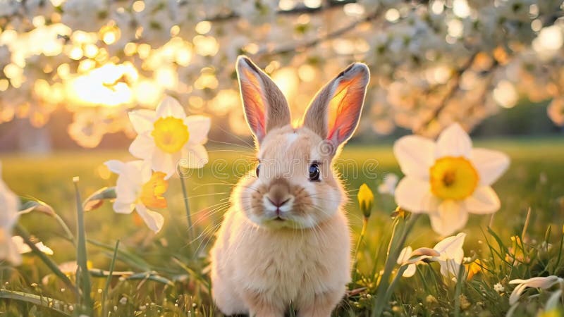 Cute rabbit oudoor royalty free illustration