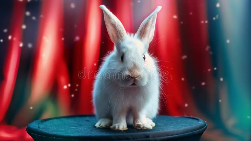 Cute rabbit sitting on the stage royalty free illustration