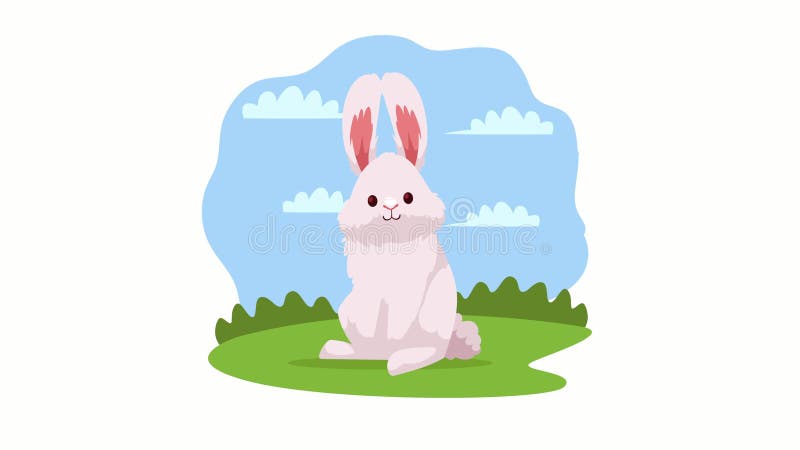 Cute rabbit white in landscape stock illustration