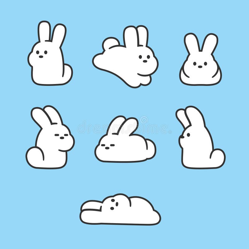 Cute rabbits set stock vector. Illustration of side, jump - 75064241