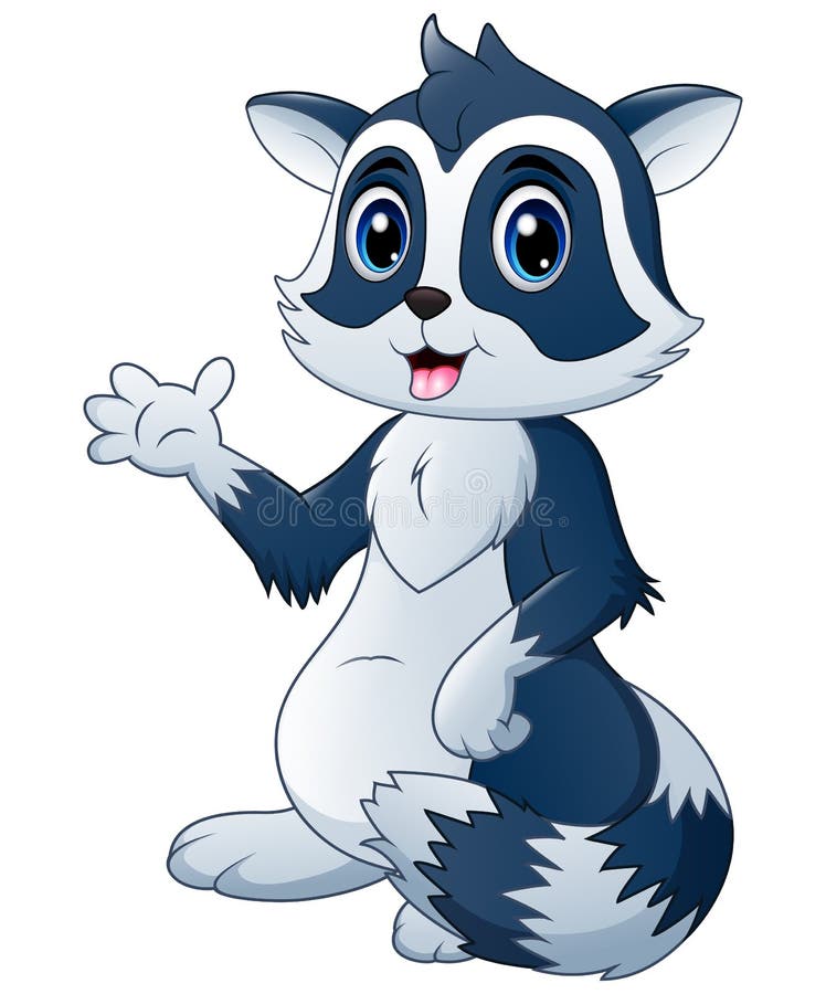 Cute raccoon cartoon waving hand royalty free illustration Cute raccoon cartoon waving hand royalty free illustration