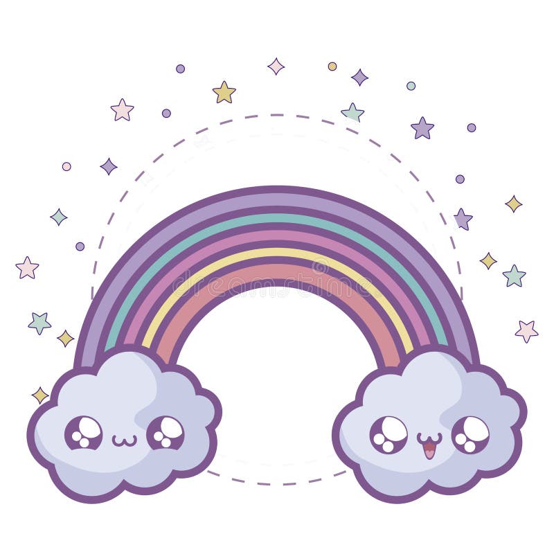 Cute Rainbow With Clouds Kawaii Style Stock Illustration Illustration Cute Rainbow With Clouds Kawaii Style Stock Illustration Illustration