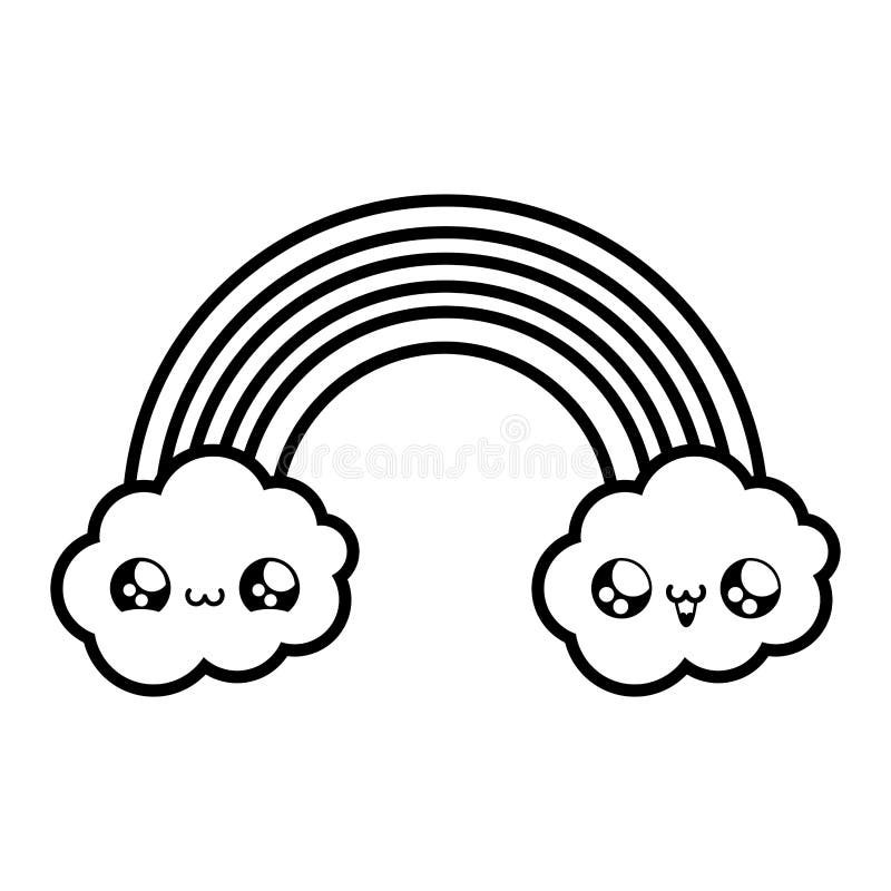 Cute Rainbow With Clouds Kawaii Style Stock Illustration Illustration Cute Rainbow With Clouds Kawaii Style Stock Illustration Illustration