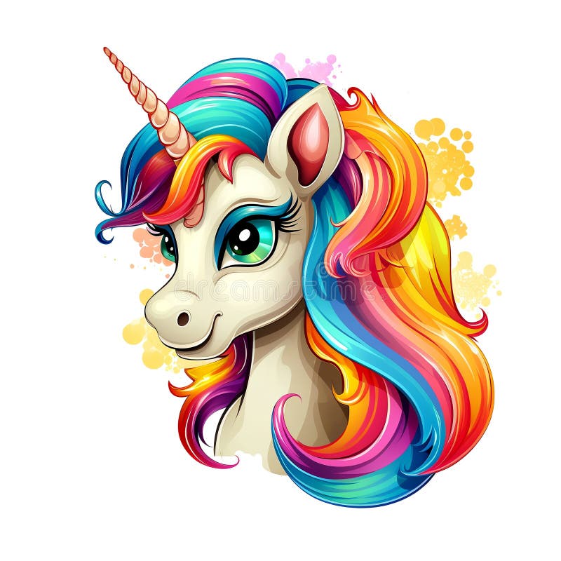 Cute Rainbow Unicorn. Sticker Clipart. AI Generated Stock Illustration ...
