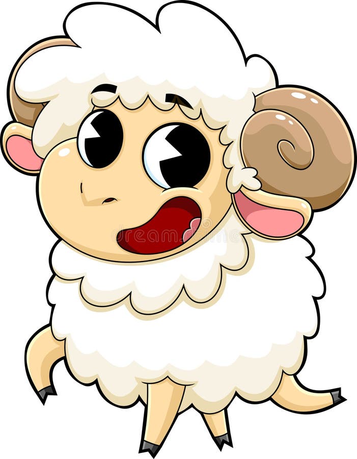 Cute Ram Cartoon Character Running ilustracja wektor