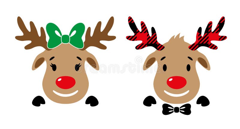 Cute Red-nosed Reindeer with Bow. Cartoon Deer Face Stock Vector - Illustration of celebration, december: 205169479 Cute Red-nosed Reindeer with Bow. Cartoon Deer Face Stock Vector - Illustration of celebration, december: 205169479