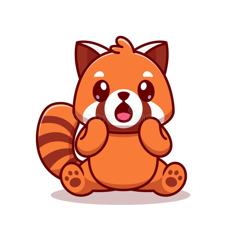 Cute Red Panda Surprised Cartoon Vector Icon Illustration. Animal ...