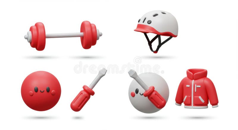 Red and White 3D Objects royalty free illustration