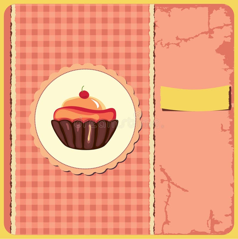 Cute retro cupcake vector illustration