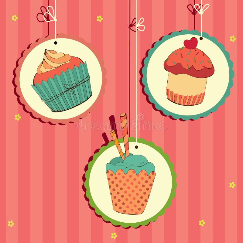 Cute retro cupcake vector illustration
