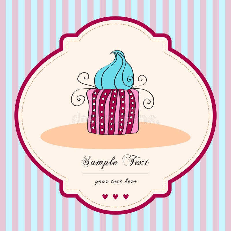 Cute retro cupcake card vector illustration