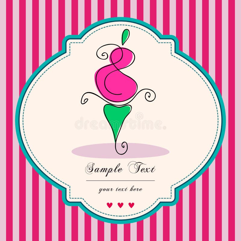 Cute retro cupcake card royalty free illustration