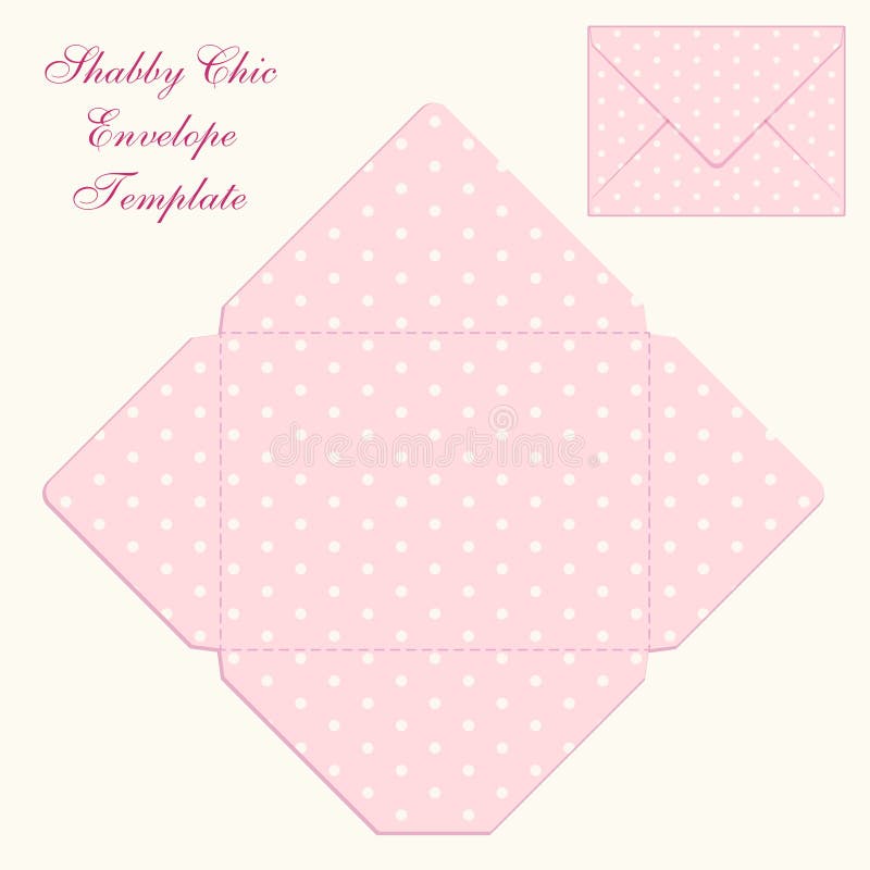Cute Retro Envelope Template with Ornament in Shabby Chic Style Stock Cute Retro Envelope Template with Ornament in Shabby Chic Style Stock