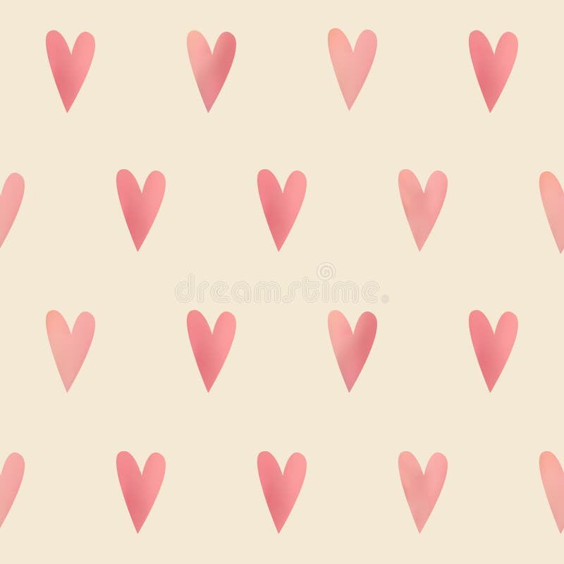 Cute retro seamless pattern with watercolor hearts stock illustration