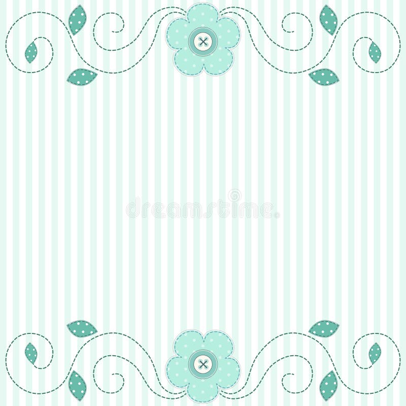 Cute retro spring card as patch fabric applique of flowers vector illustration