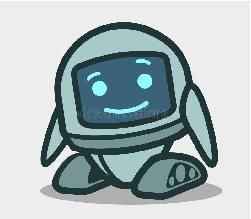 Cute robot animated character for design stock illustration