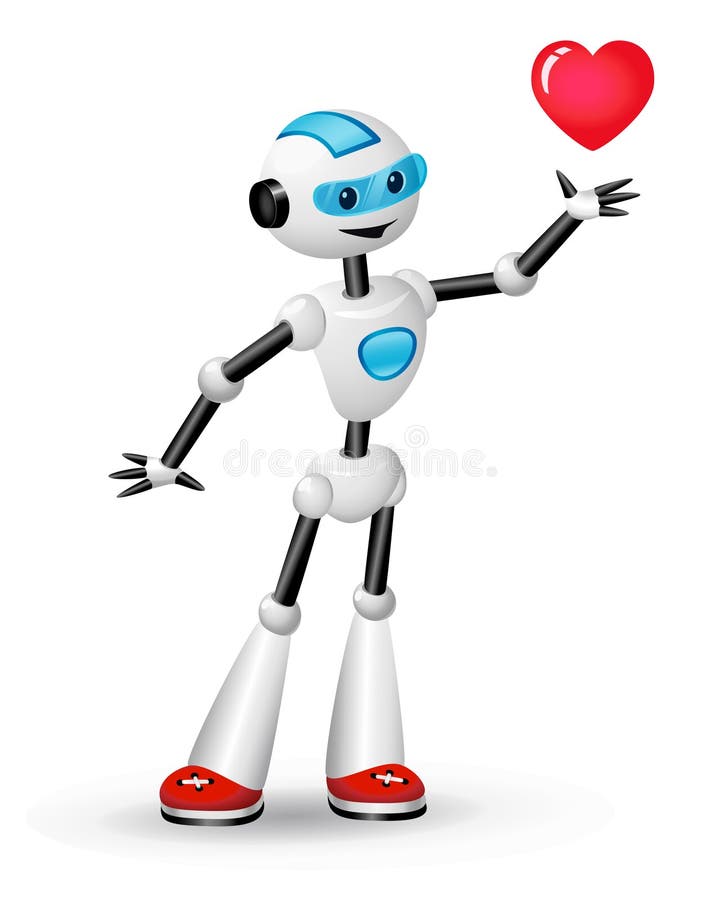 Cute robot with heart on white background royalty free illustration Cute robot with heart on white background royalty free illustration