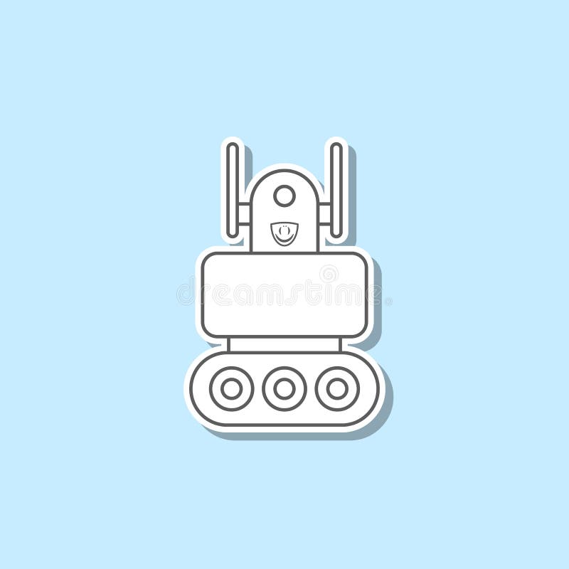 Cute robot sticker icon. Simple thin line, outline vector of web icons for ui and ux, website or mobile application on green background