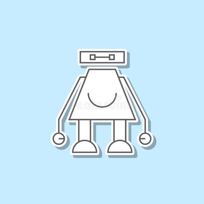 Cute robot sticker icon. Simple thin line, outline vector of web icons for ui and ux, website or mobile application stock illustration