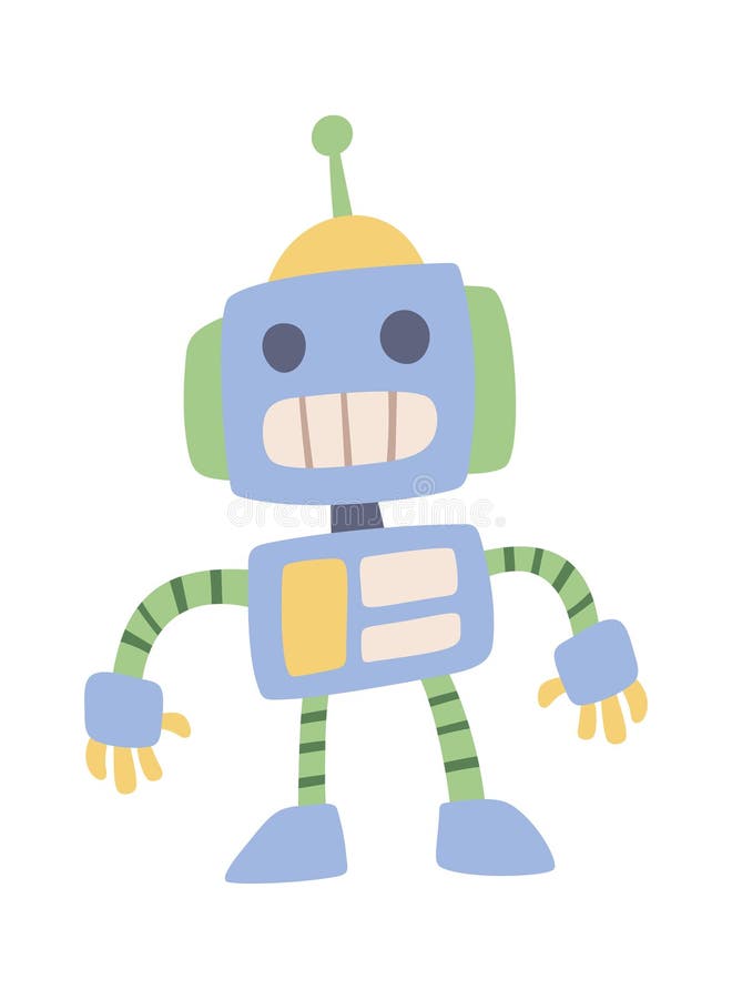 Cute robot toy lovable character stock illustration