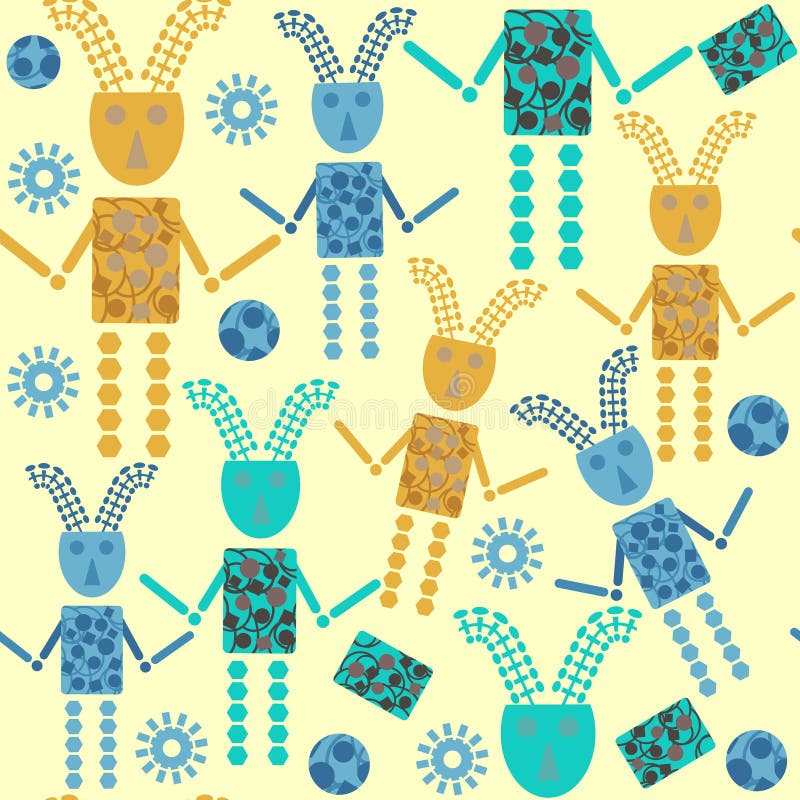 Cute robots seamless pattern and seamless pattern in swatch men