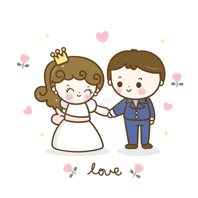 Cute Romantic Couple Cartoon Holding Hand on Paper. Happy Valentine`s Day  Stock Illustration - Illustration of charming, love: 166289066