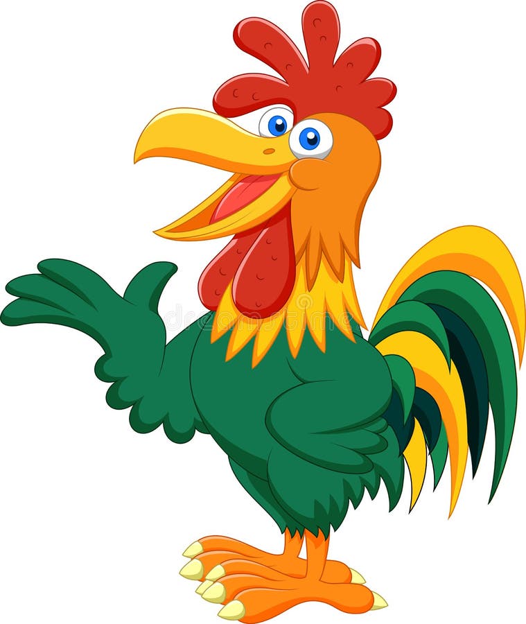 Cute Rooster Cartoon Presenting Stock Vector - Illustration of farm