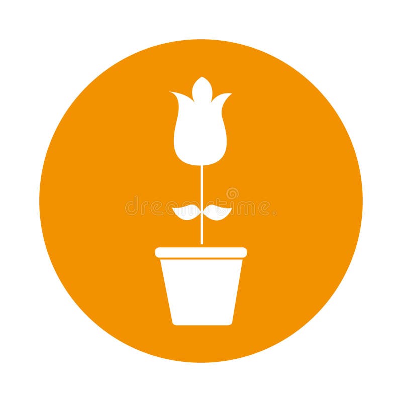 Cute Rose Garden with Pot Isolated Icon Stock Vector Illustration of