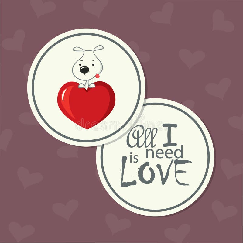 The cute round double-sided card for Valentine's Day vector illustration The cute round double-sided card for Valentine's Day vector illustration