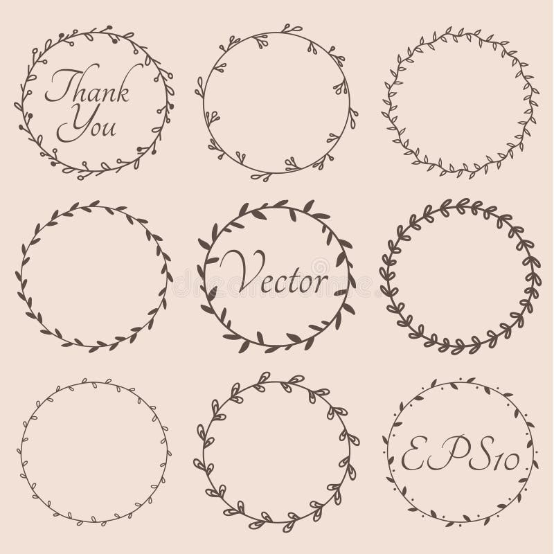 Cute Round and Oval Shaped Frames Decorative Design Elements. Vector
