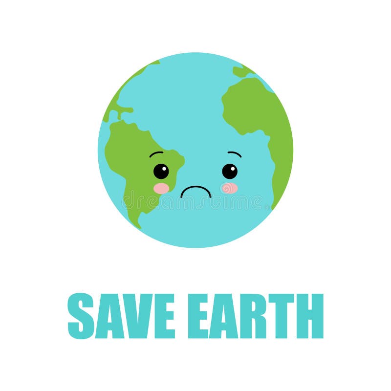 Cute sad Earth planet ask help character. Vector flat style illustration icon design. Isolated on white background royalty free illustration Cute sad Earth planet ask help character. Vector flat style illustration icon design. Isolated on white background royalty free illustration