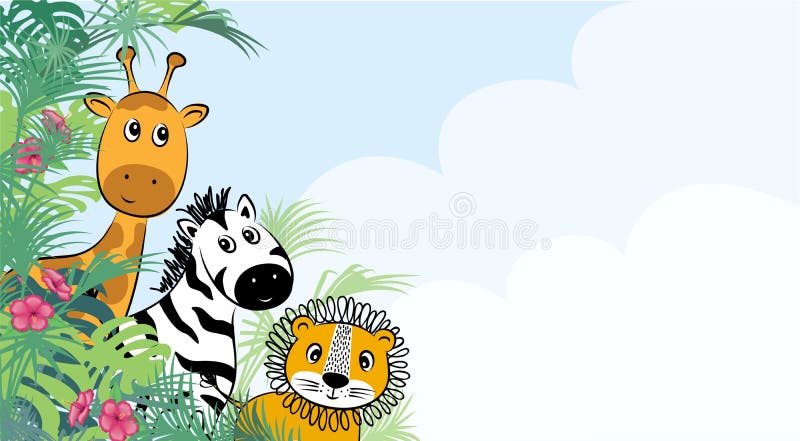 Cute Safari Cartoon Animals Flyer for Kids Party Invitation Card Template  Stock Illustration - Illustration of child, animals: 165856587