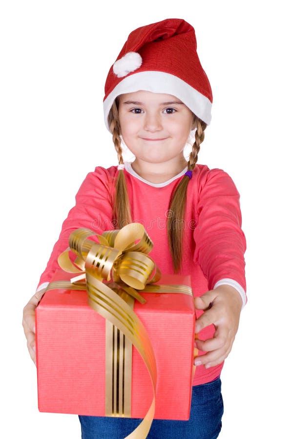Cute Santa with gift stock photo. Image of clothes, child 3744782