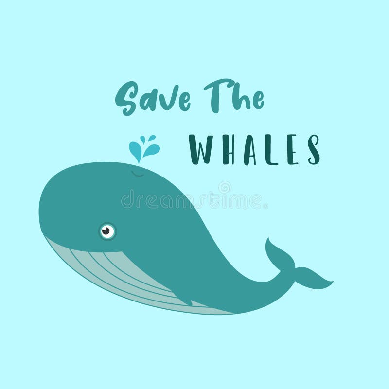 Cute Save the Whale Vector Illustration Stock Vector - Illustration of ...