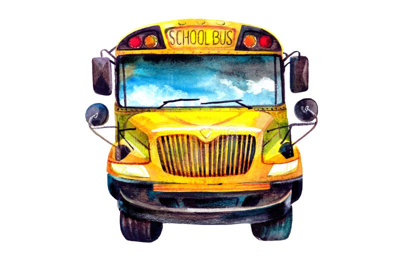 School Bus Miniature on a World Map Stock Illustration