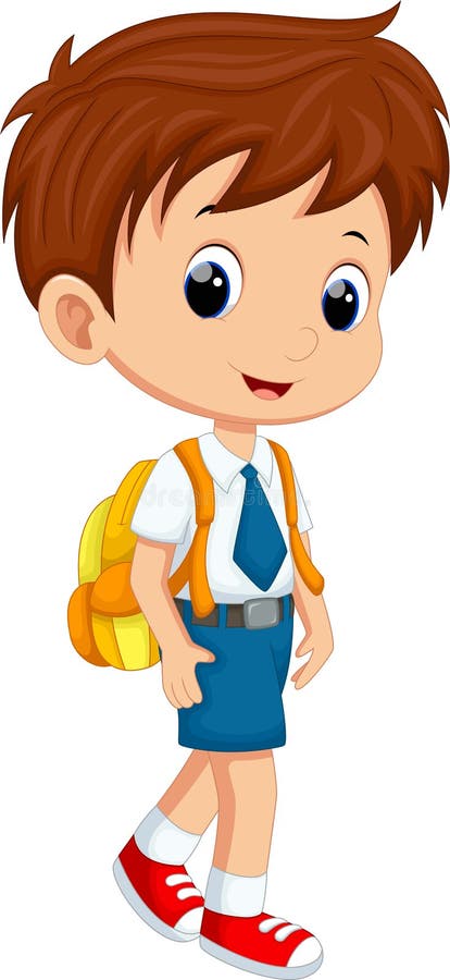 Cute schoolboy cartoon stock illustration. Illustration of hand - 55194986