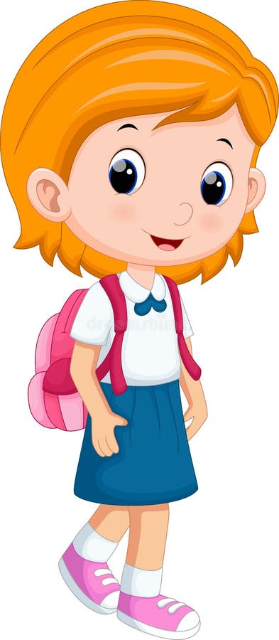 Girl Going To School Cartoon 