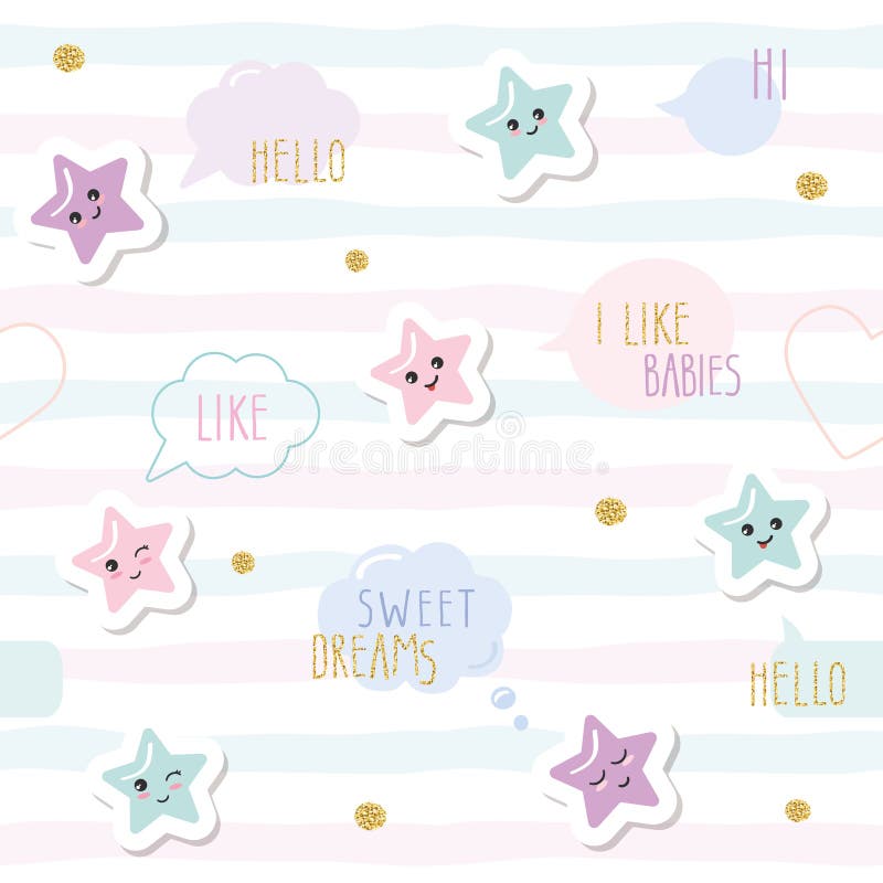 Cute Seamless Pattern Background With Cartoon Kawaii Stars And Speech Bubbles For Little Girls Babies Clothes Pajamas Stock Vector Illustration Of Cute Glitter Cute Seamless Pattern Background With Cartoon Kawaii Stars And Speech Bubbles For Little Girls Babies Clothes Pajamas Stock Vector Illustration Of Cute Glitter