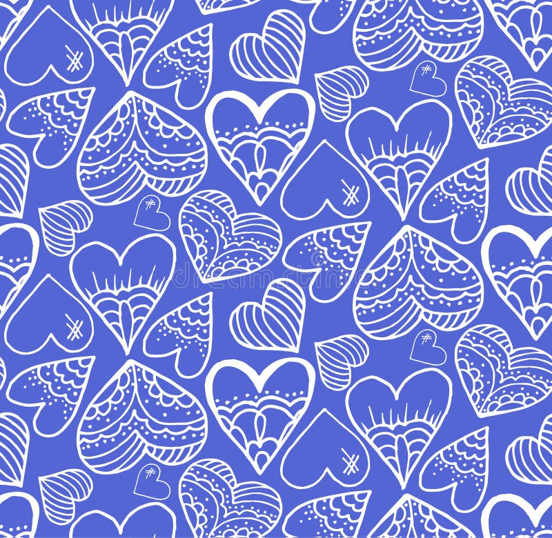 Cute Seamless Pattern. Doodle Design. Love. Sketch Stock Vector ...