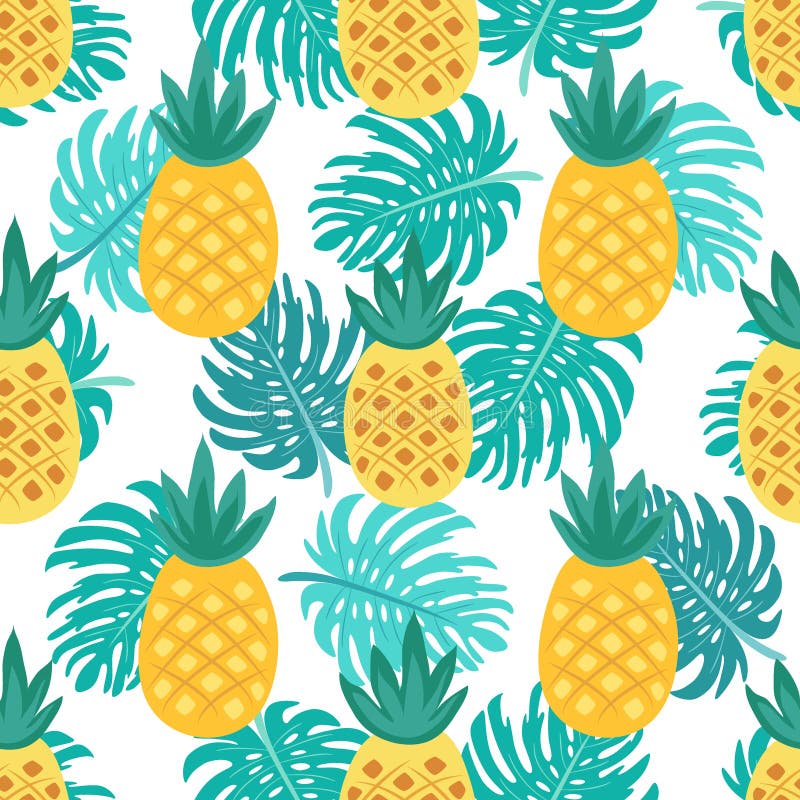 Cute seamless pattern with pineapple stock illustration