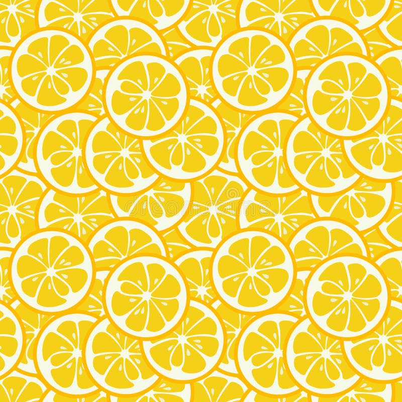 Cute seamless pattern with yellow lemon slices