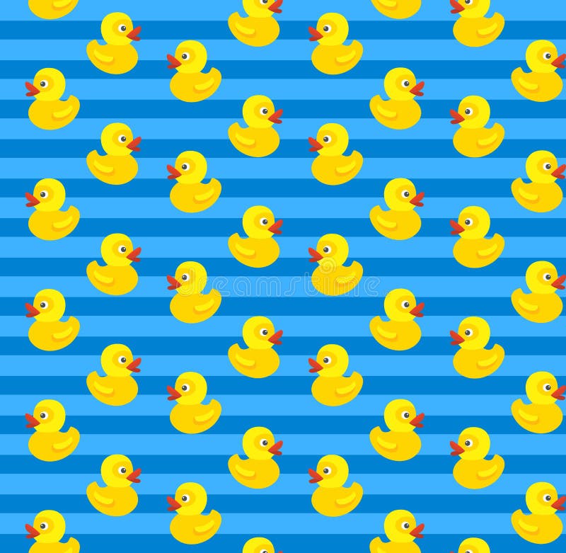Cute Seamless Pattern with Yellow Rubber Duck on Blue Background. Stock  Vector - Illustration of flat, isolated: 64912761