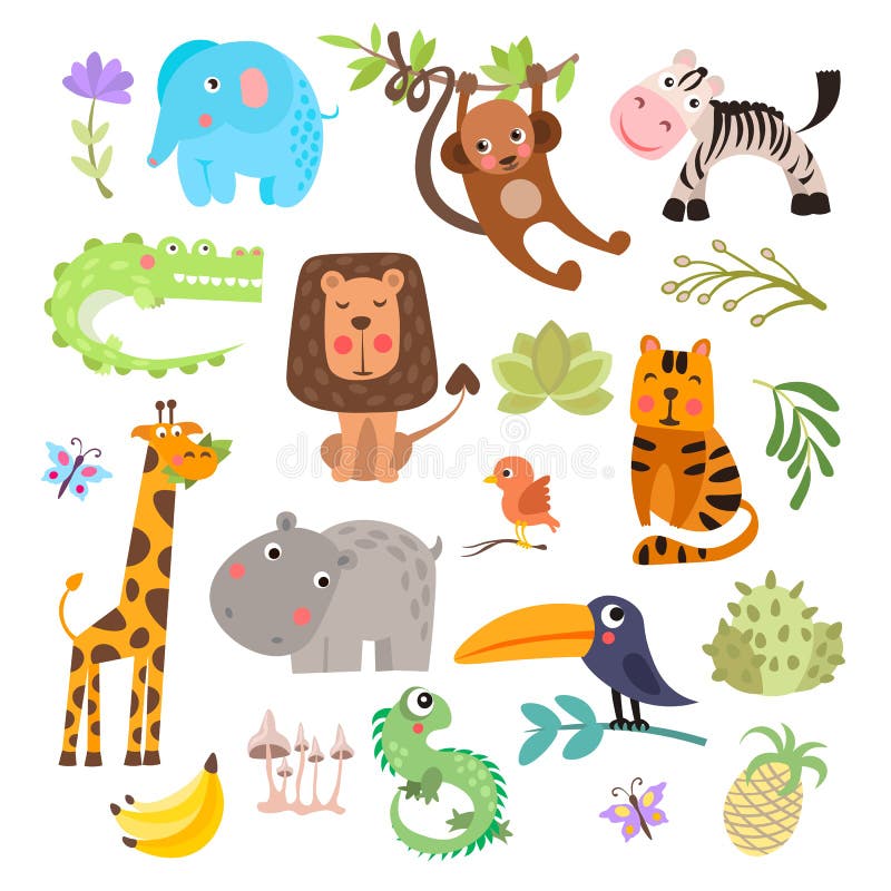 Cute Set of Safari Animals and Flowers. Savanna and Safari Funny Cartoon Animals. Jungle Animals Vector Set. Crocodile Stock Vector - Illustration of funny, graphic: 120467762 Cute Set of Safari Animals and Flowers. Savanna and Safari Funny Cartoon Animals. Jungle Animals Vector Set. Crocodile Stock Vector - Illustration of funny, graphic: 120467762