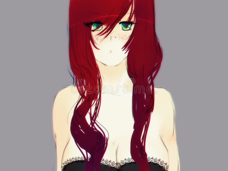 Sexy Anime Girl With Red Hair