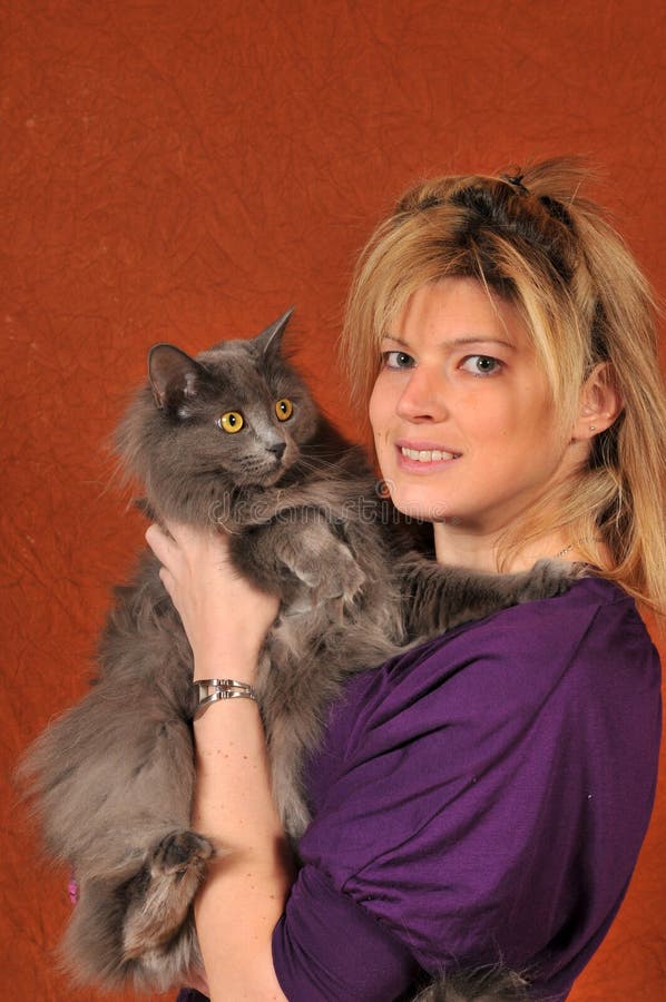 Cute woman with cat 3 stock image. Image of women, cats - 13848319